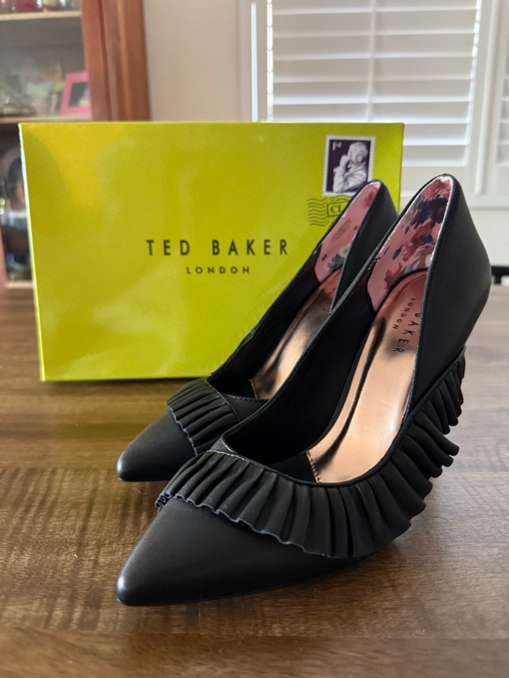 Ted Baker WFS-RUCHEL Black Pointed Toe Ruched Pumps Women’s US 8 EU 39.5 NIB